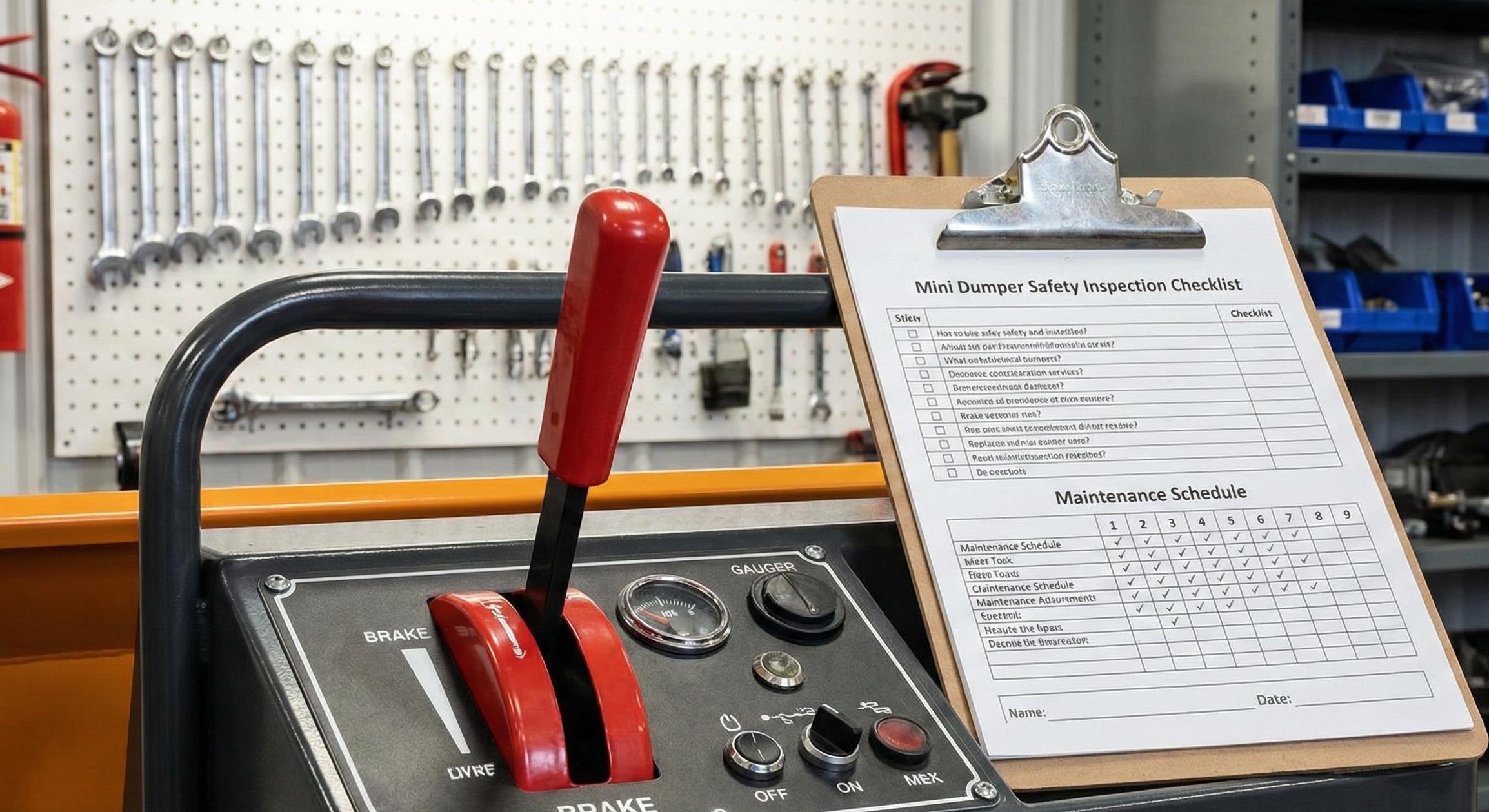 Contrôle de sécurité sur les commandes d'un mini-dumper